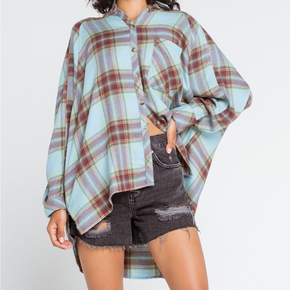 UO BDG plaid flannel 💙🧡🤎
